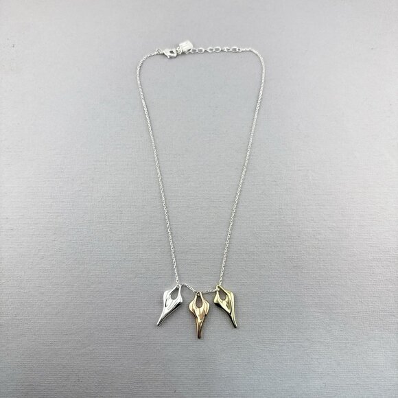 RLM Necklace Robert Lee Morris Heart Modernist Meandering White Bronze QVC - Picture 2 of 16